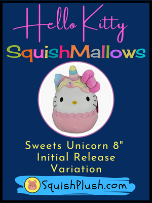 Hello Kitty Initial Release SquishMallow 8inch Unicorn cupcake